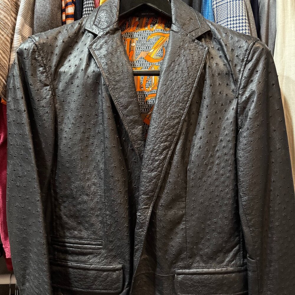 Unbelievable ZILLI Ostrich Leather Blazer 48 euro 38 us SMALL